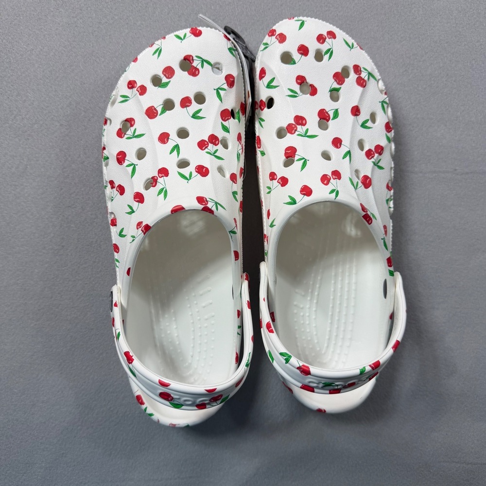 Crocs Classic Clog White Cherry Print Mens Size 12 Novelty M12 206230-1F6